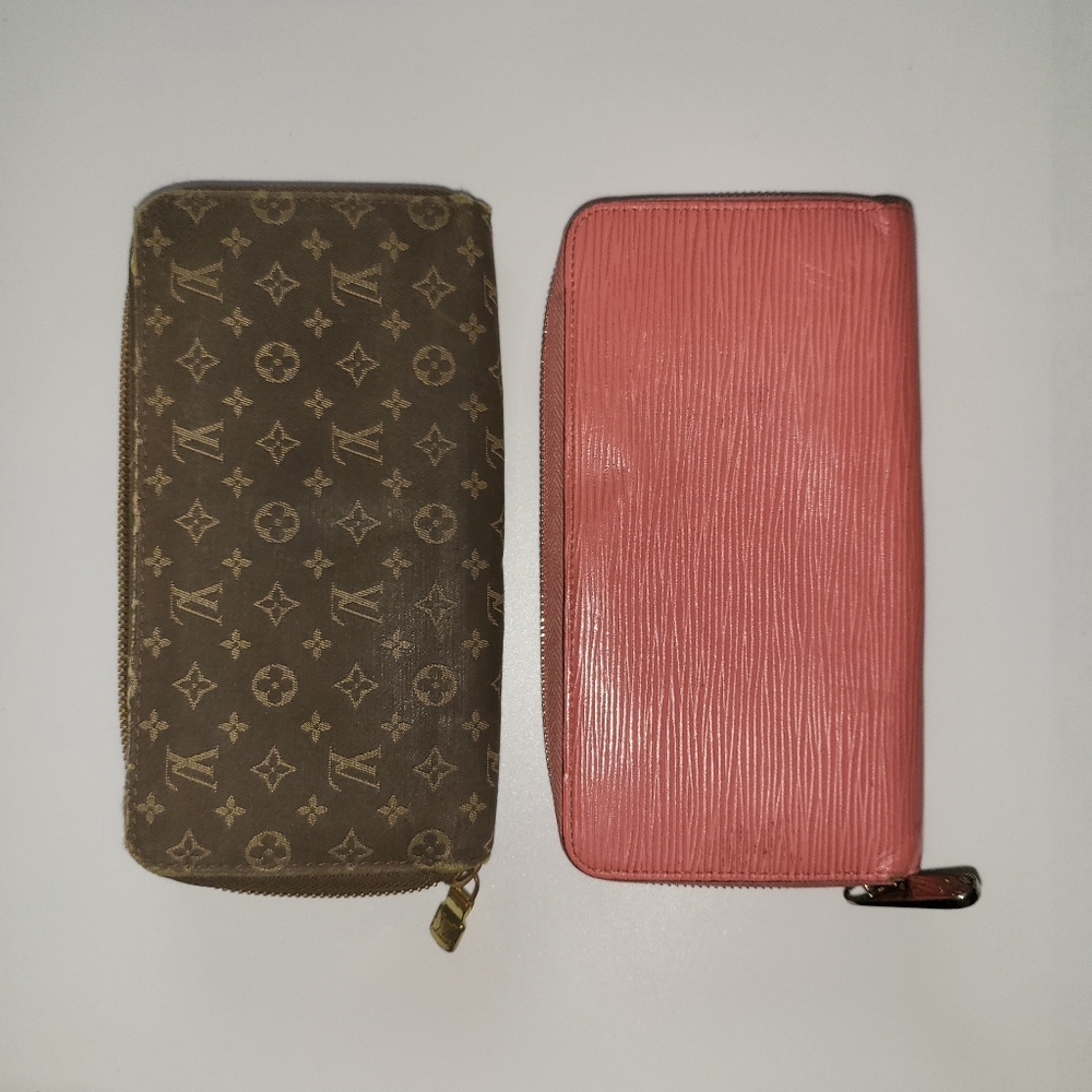 2x Louis Vuitton Zippy Wallets  Authentic monogram and salmon pink